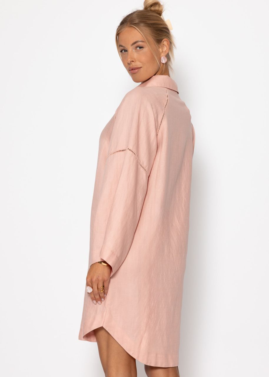 Leinen Kleid mit Knopfleiste - rosa