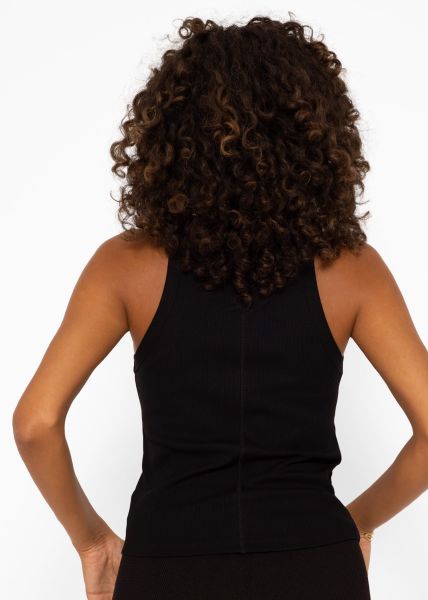 Tank Top mit Stickerei - schwarz