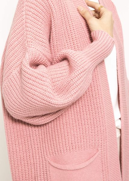 Langer super soft Cardigan mit Taschen - rosa