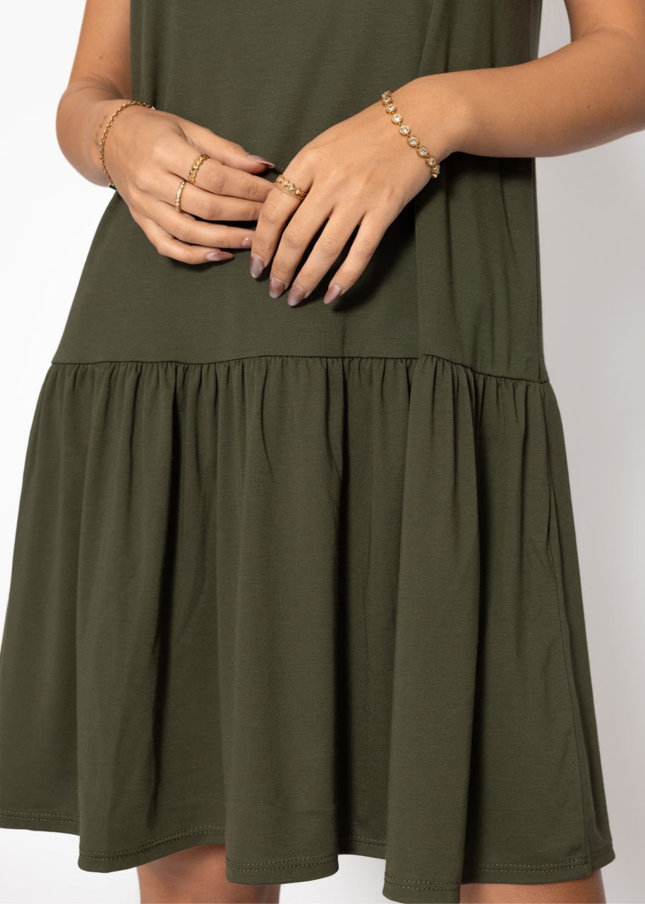 Ärmelloses Kleid mit Volant - khaki