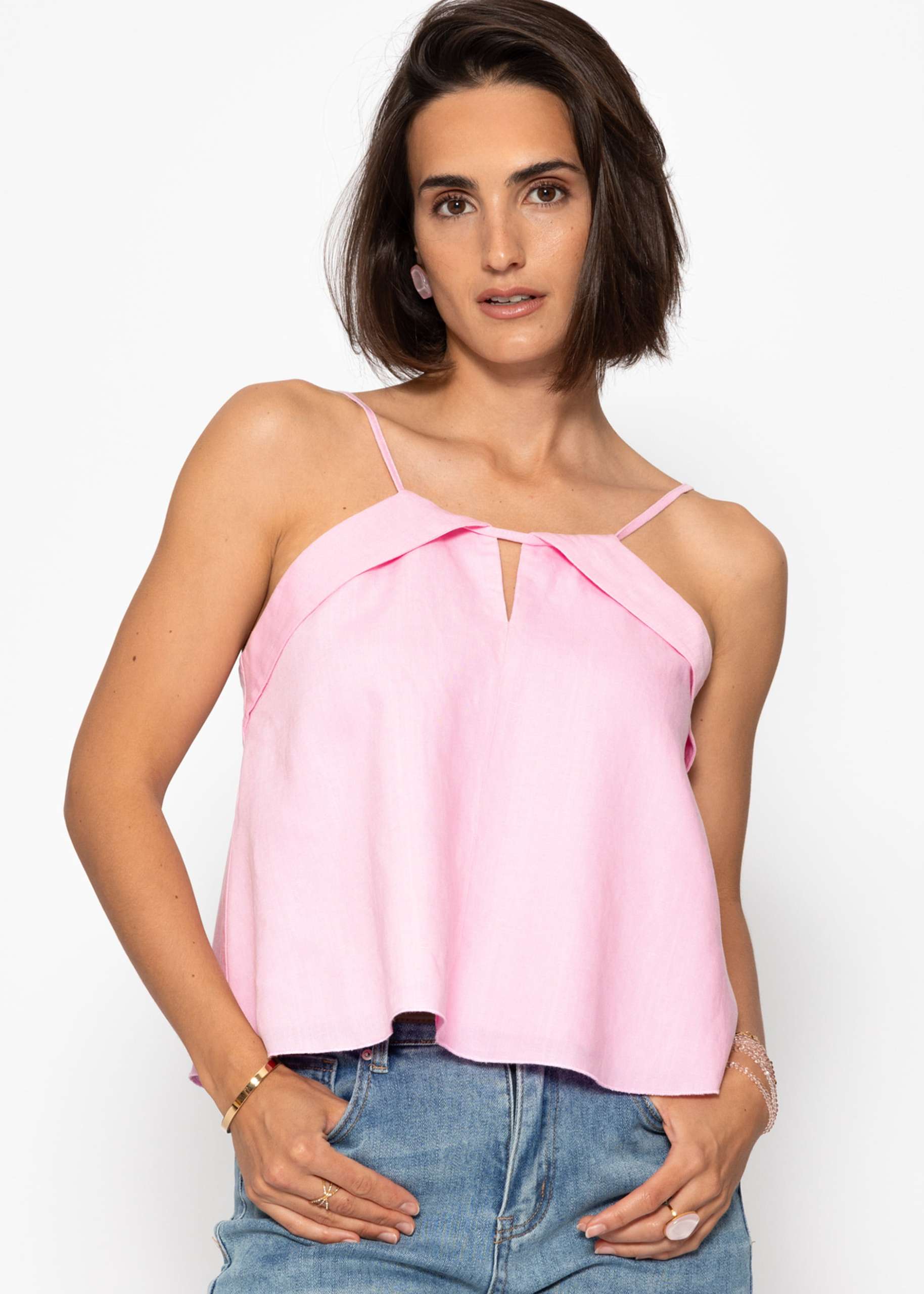 Leinen Top mit Spaghetti-Trägern - rosa