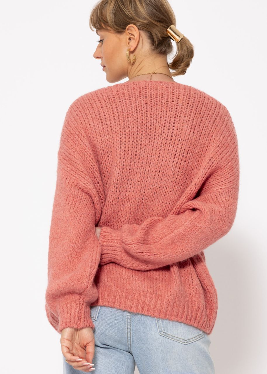 Oversize Pullover mit V-Ausschnitt - lachs