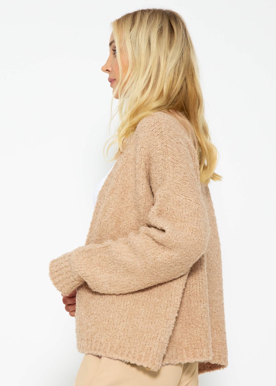 Lose fallender Bouclé Cardigan - camel