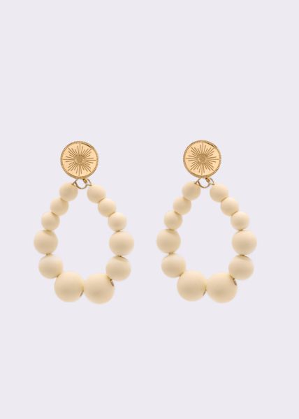 Ohrstecker gold mit Perlen, beige