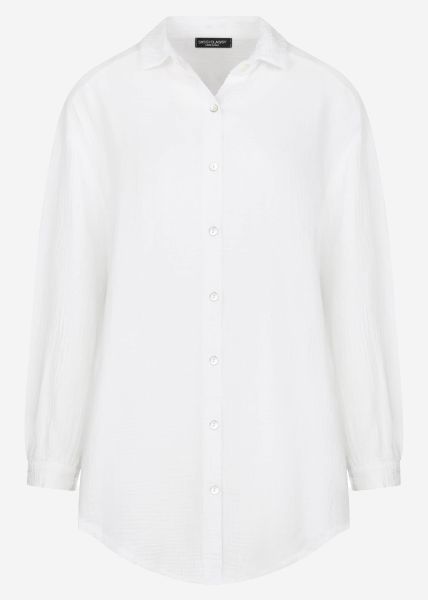 Musselin Bluse oversize, weiß