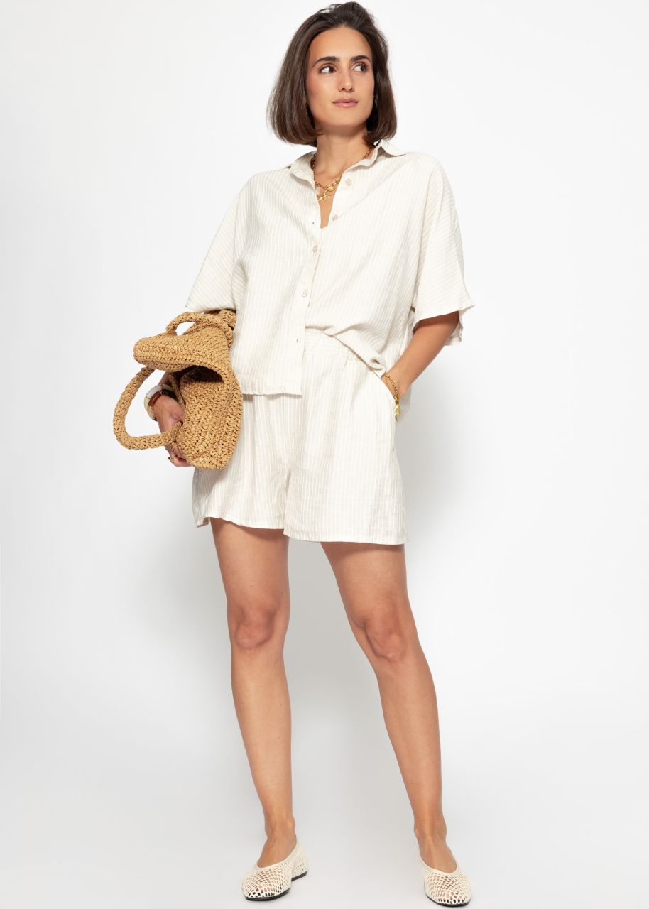 Gestreifte Shorts - hellbeige