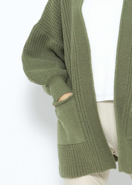 Soft Strick Cardigan mit Taschen - khaki
