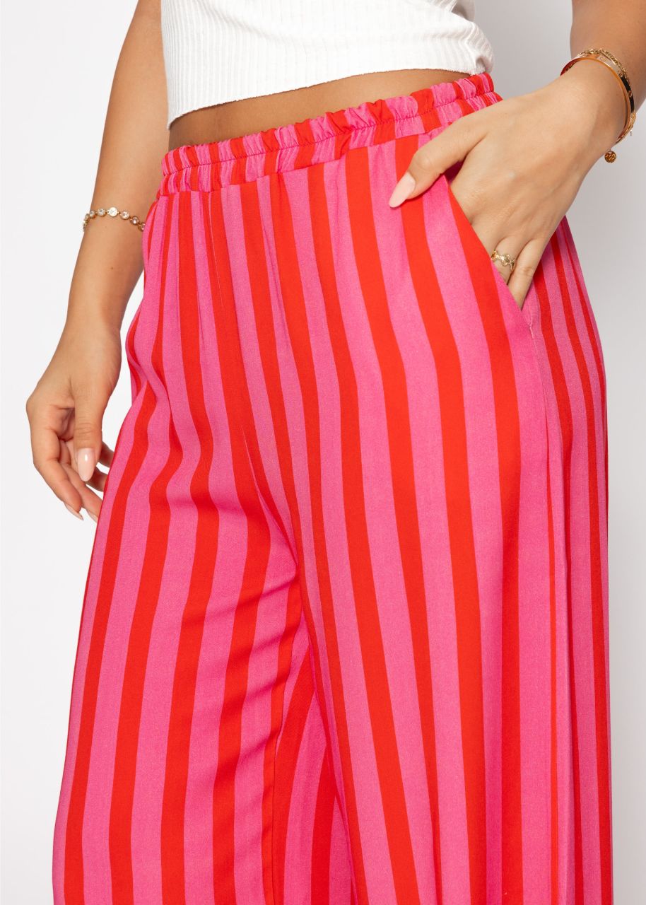 Gestreifte Hose mit weitem Bein - pink