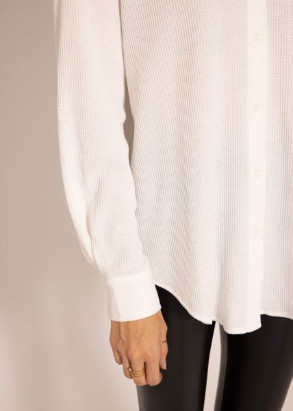 Oversize Waffelpiqué Bluse - offwhite