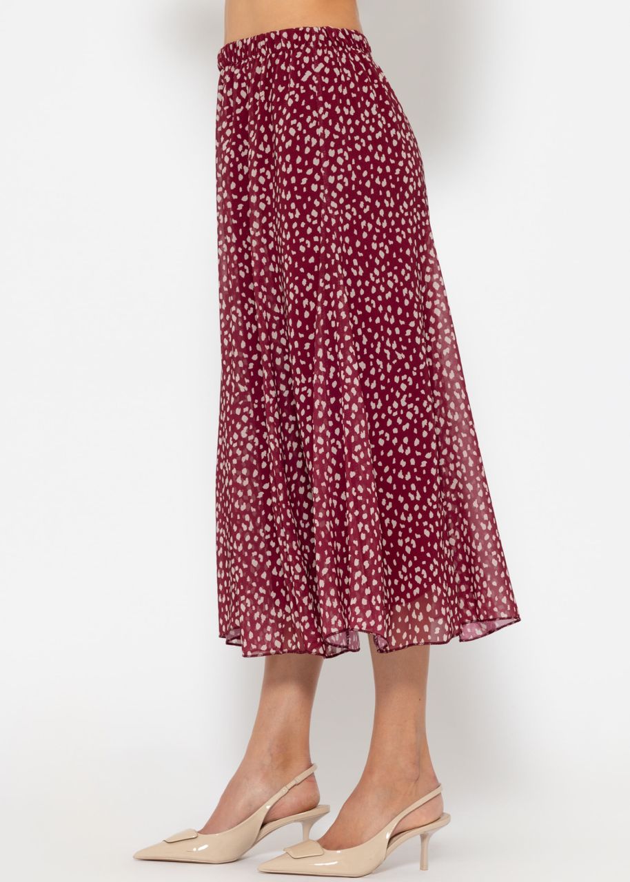 Langer Chiffon Rock mit Print - burgundy