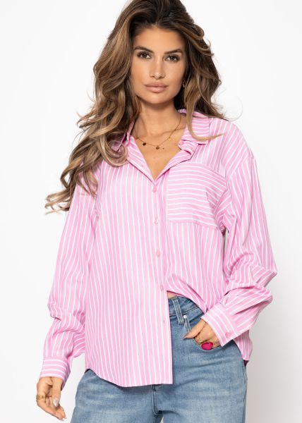 Gestreifte Hemdbluse - pink