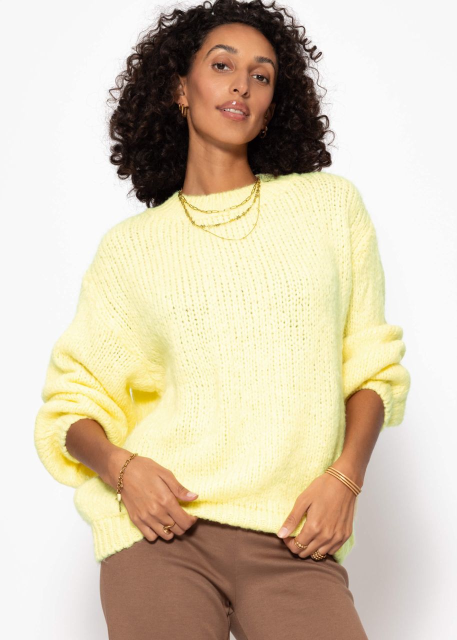 Oversize Pullover mit Rundhals-Ausschnitt - gelb
