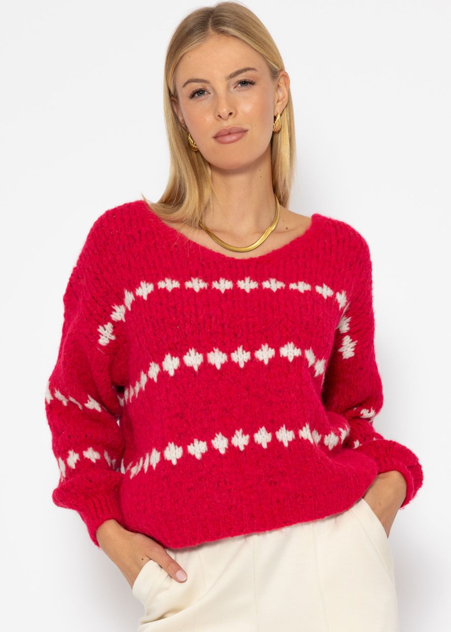 Pullover mit Fantasie-Streifenmuster - pink