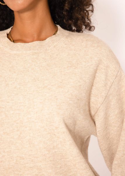 Oversize Pullover mit Seitenschlitzen - beige