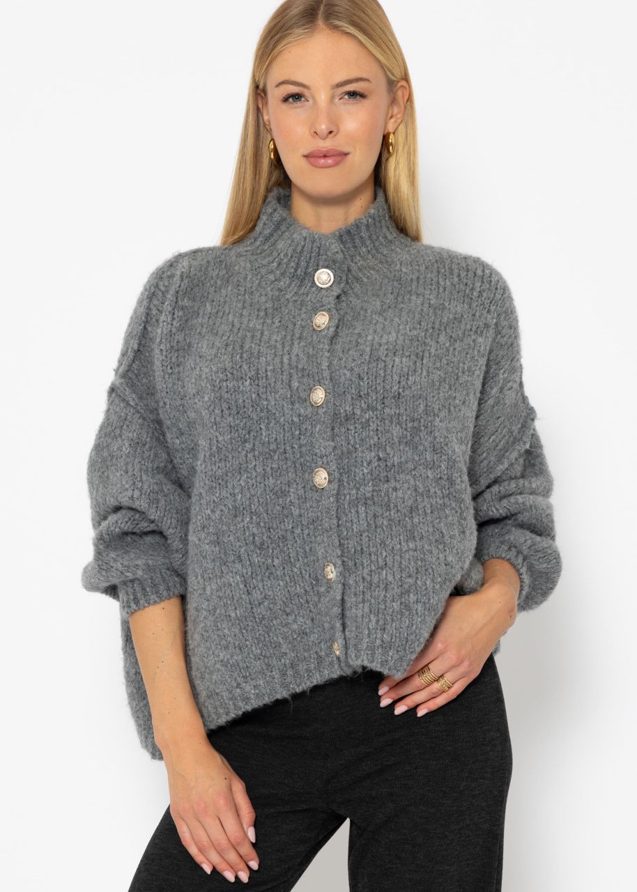 Jessica Haller Kuscheliger Oversize Cardigan mit Knöpfen - grau