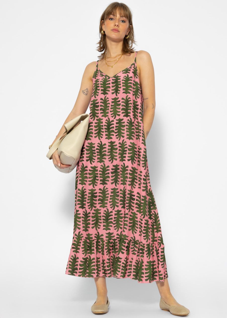 Maxi Kleid mit Print - rosa