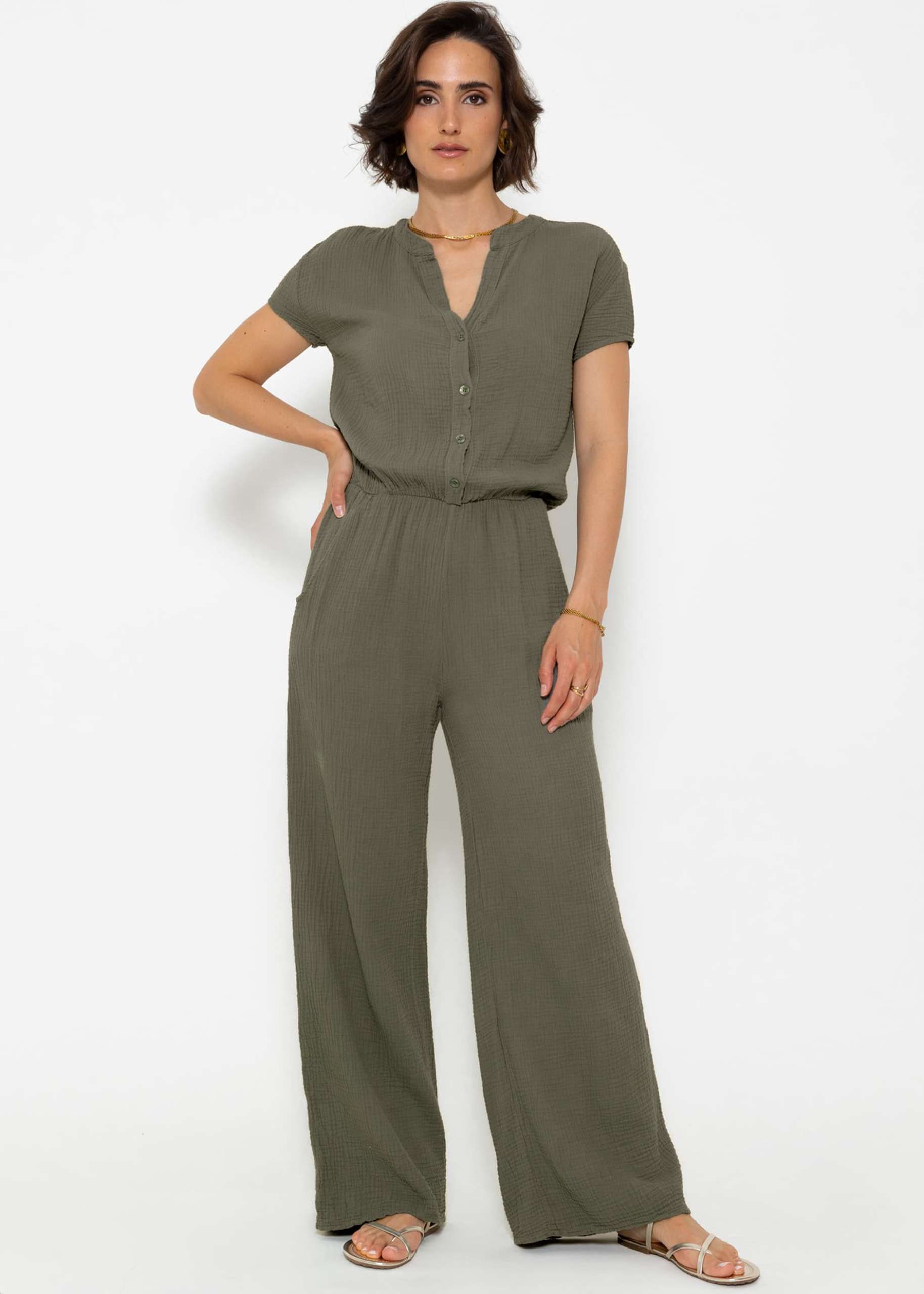 Casual Musselin Jumpsuit - khaki