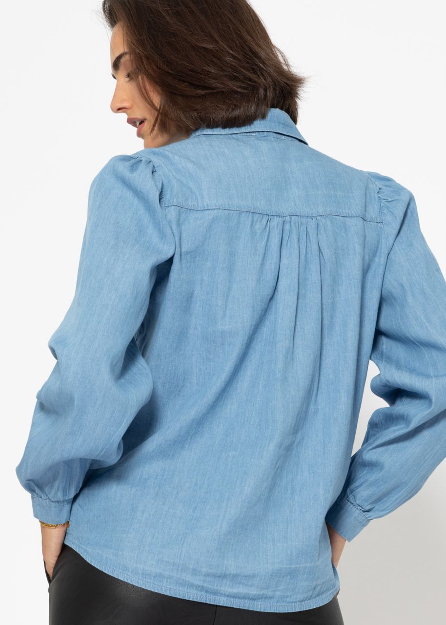 Feminine Denim Bluse - blau