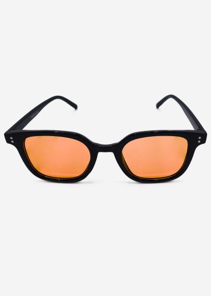 Schwarze Sonnenbrille mit orange getönten Gläsern - schwarz