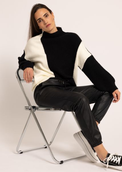 Oversize Pullover, schwarz/offwhite