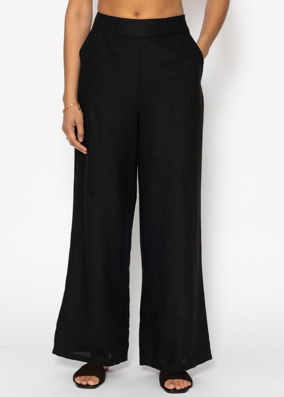 Leinen Hose mit geradem Bein - schwarz