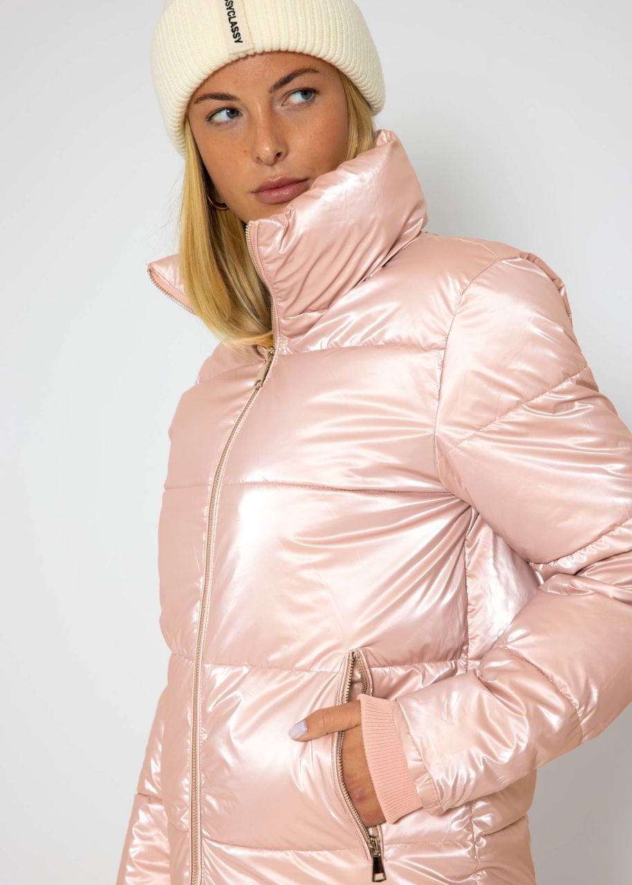 Pufferjacke mit Stehkragen - rosa