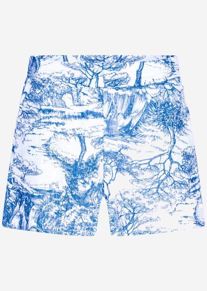Musselin Shorts mit Print, blau