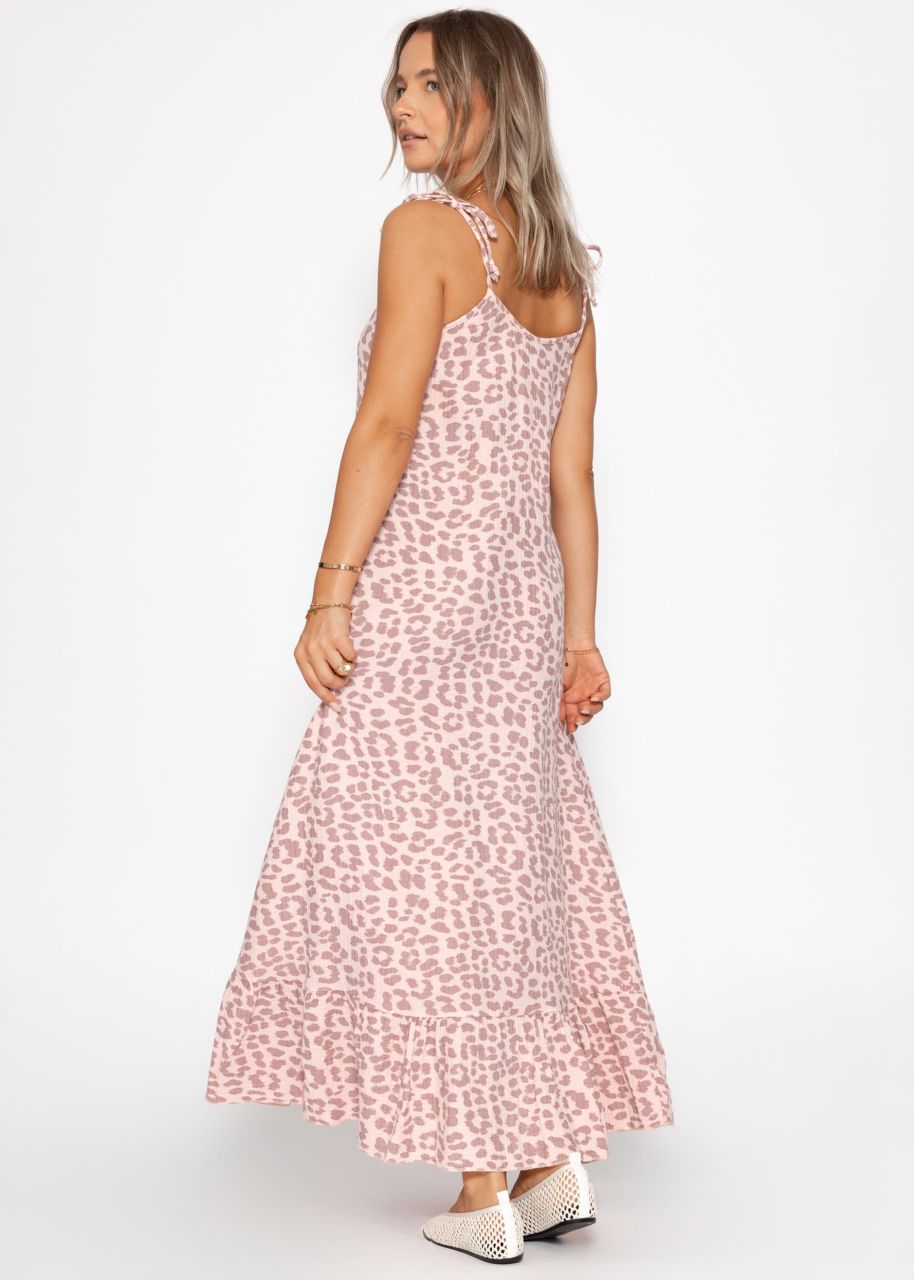 Musselin Maxi Kleid mit Leo-Print - rosa