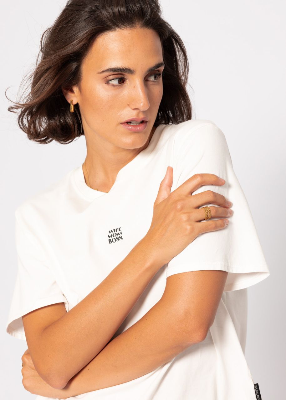 Oversize T-Shirt mit "MOM" Print - offwhite