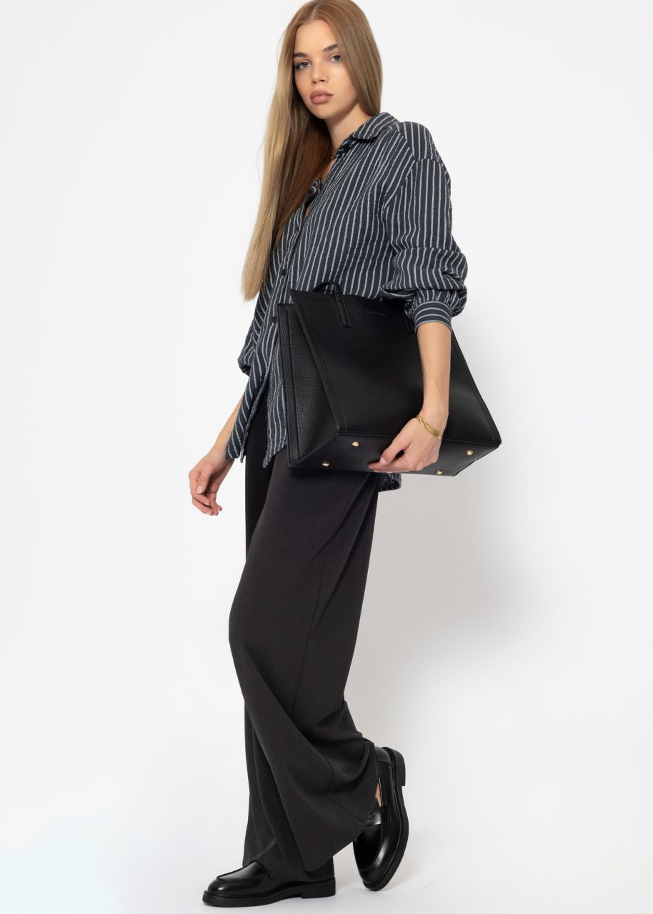 Oversize Musselin Bluse mit hellen Streifen - grau