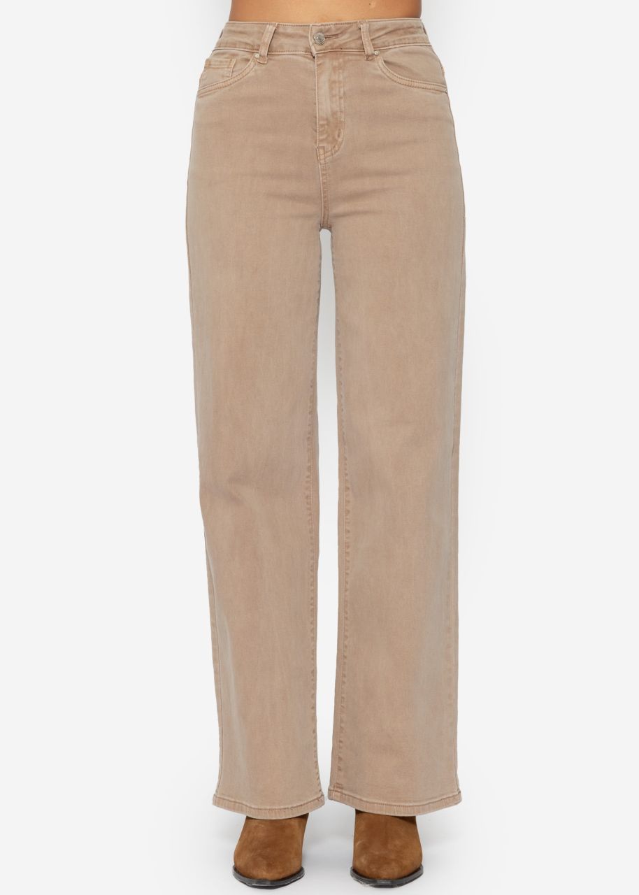 Jeans mit weitem Bein - taupe