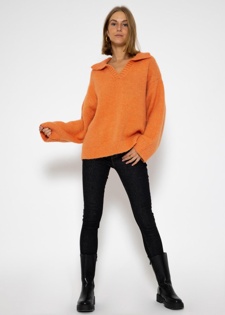 Oversize Pullover mit Kragen - apricot