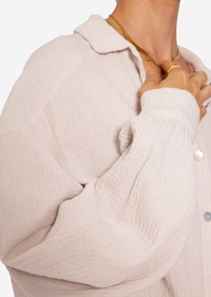 Musselin Bluse oversize, hellbeige