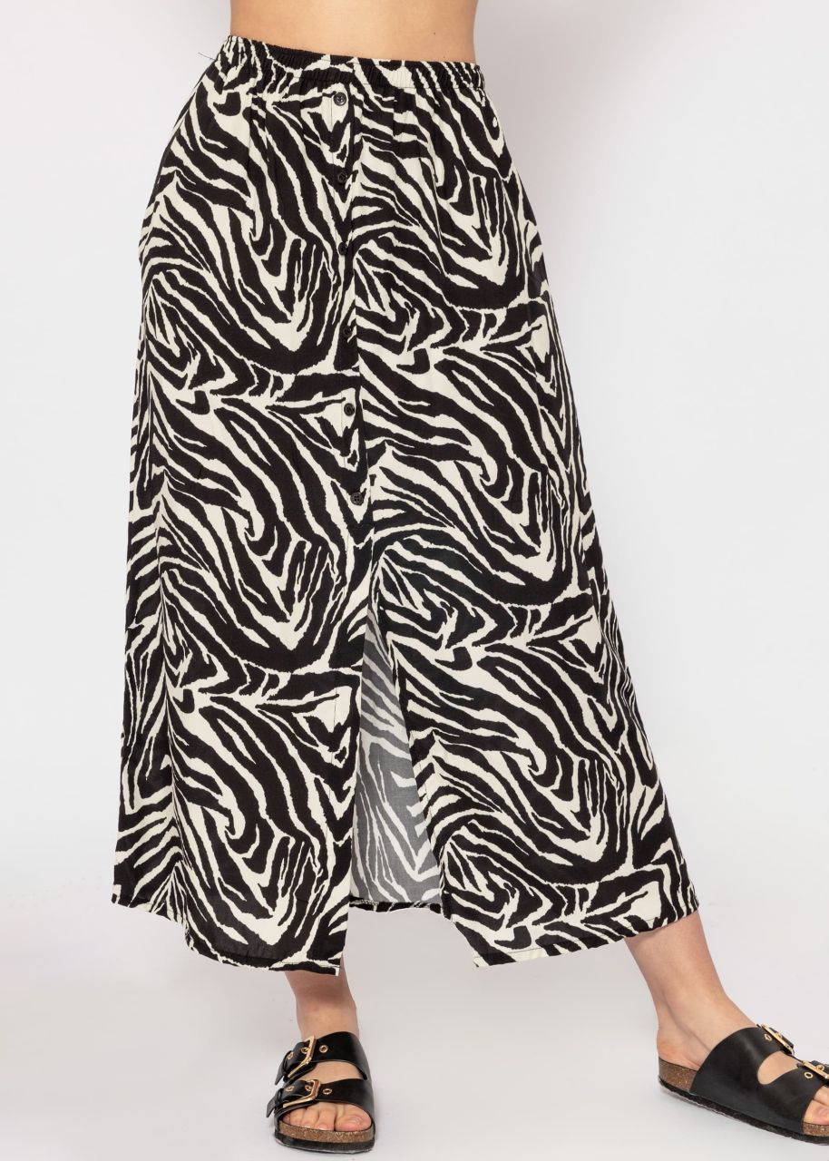 Langer Rock mit Zebra-Print - schwarz-offwhite