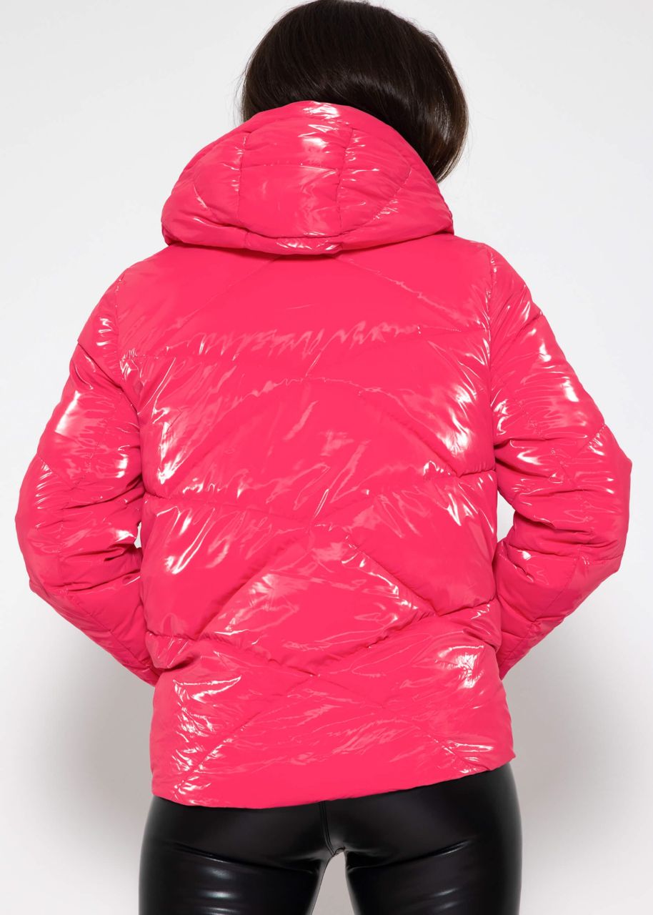 Pufferjacke mit Kapuze - pink