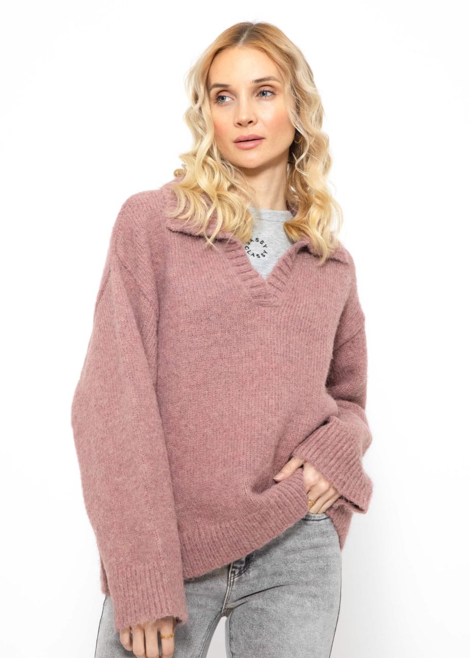 Oversize Pullover mit Kragen - mauve