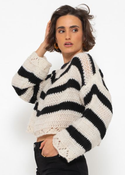 Pullover mit Streifen - schwarz-beige