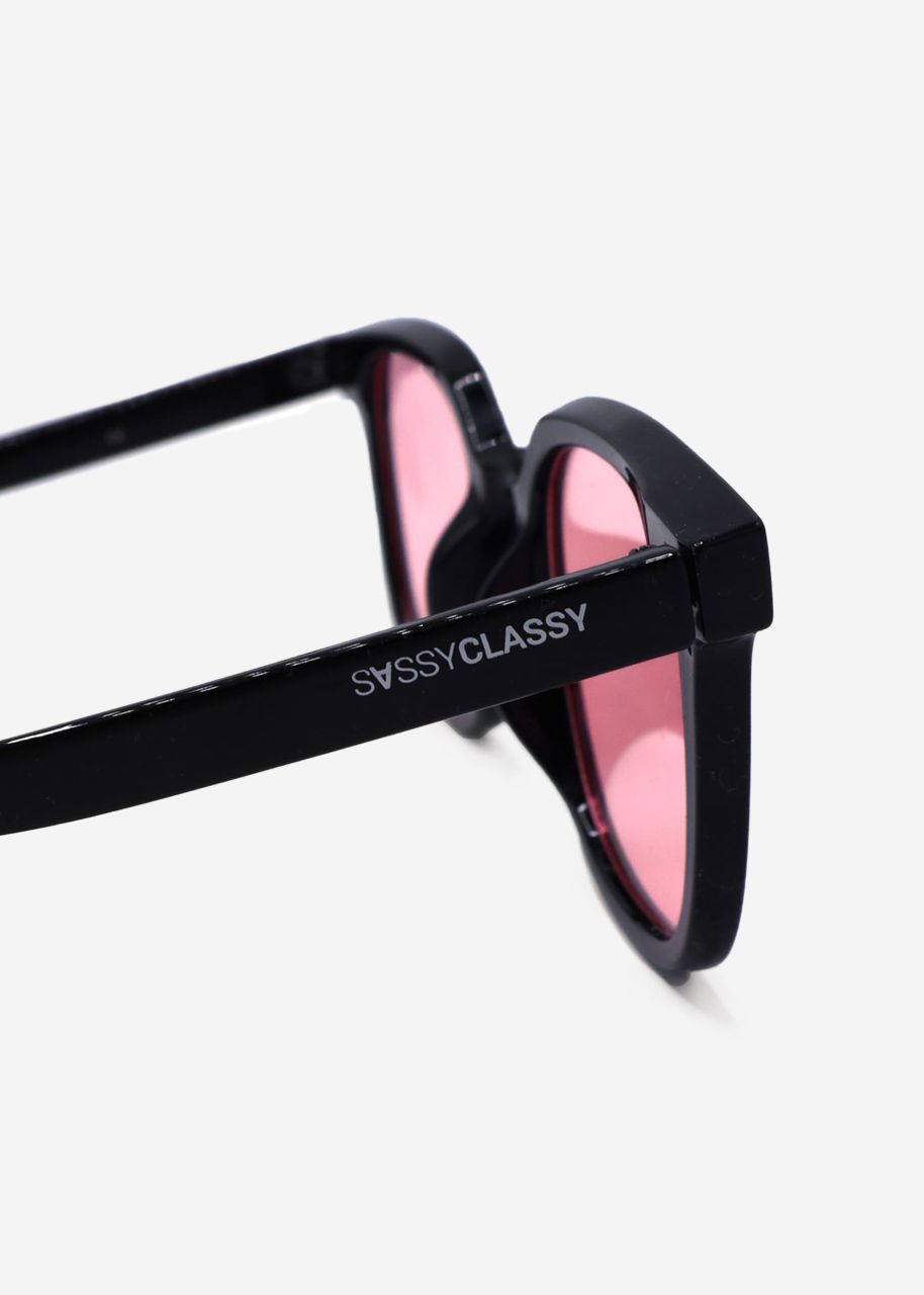 Sonnenbrille mit rosa getönten Gläsern - schwarz