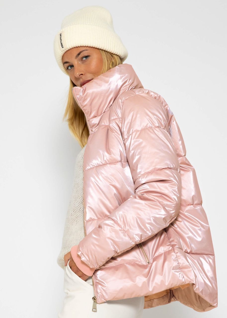 Pufferjacke mit Stehkragen - rosa