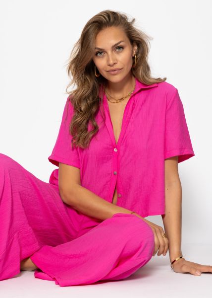 Bluse in Crincle Optik - pink