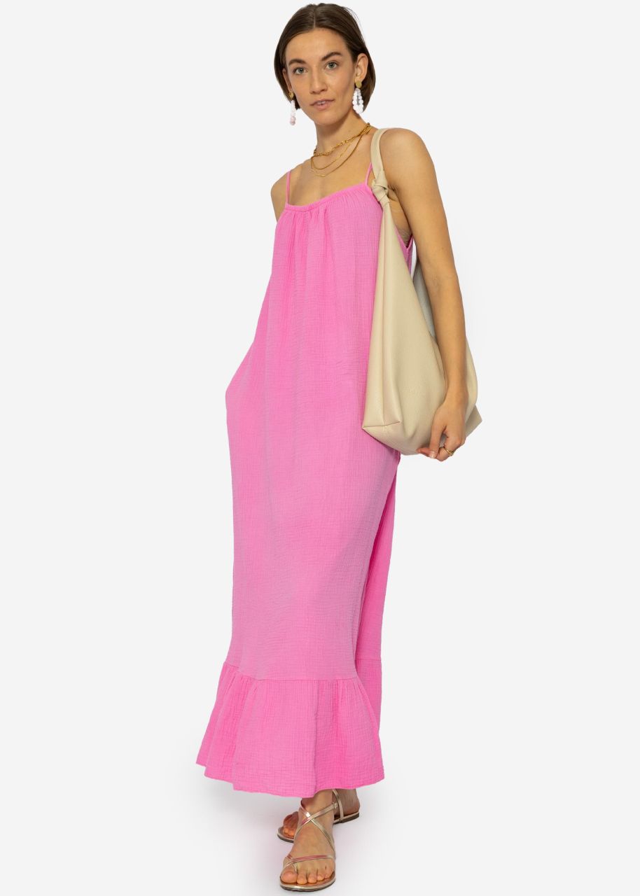 Musselin Maxi Trägerkleid mit Taschen - pink