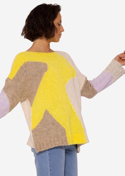Pullover mit Color-Blocking - beige-sonnengelb-camel