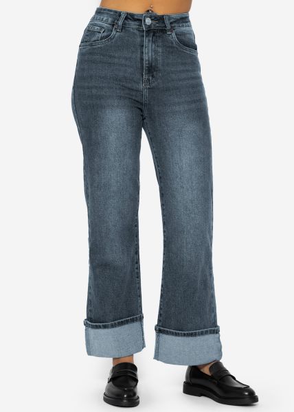 Wide Leg Jeans - mittelblau