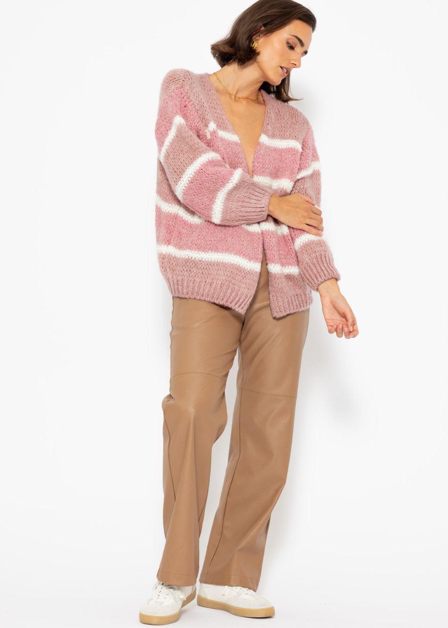 Cardigan in Streifen Design - pink