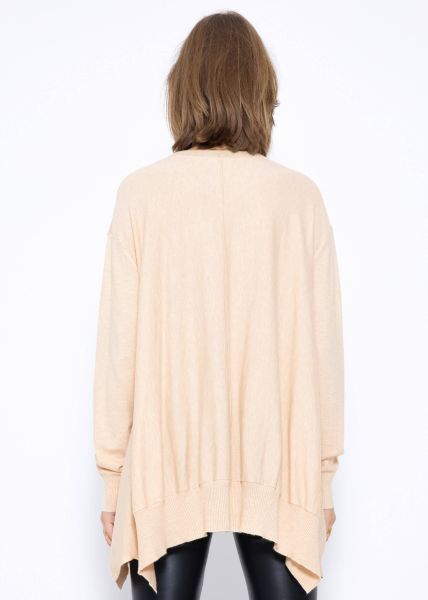 Oversize Pullover, hinten lang - beige