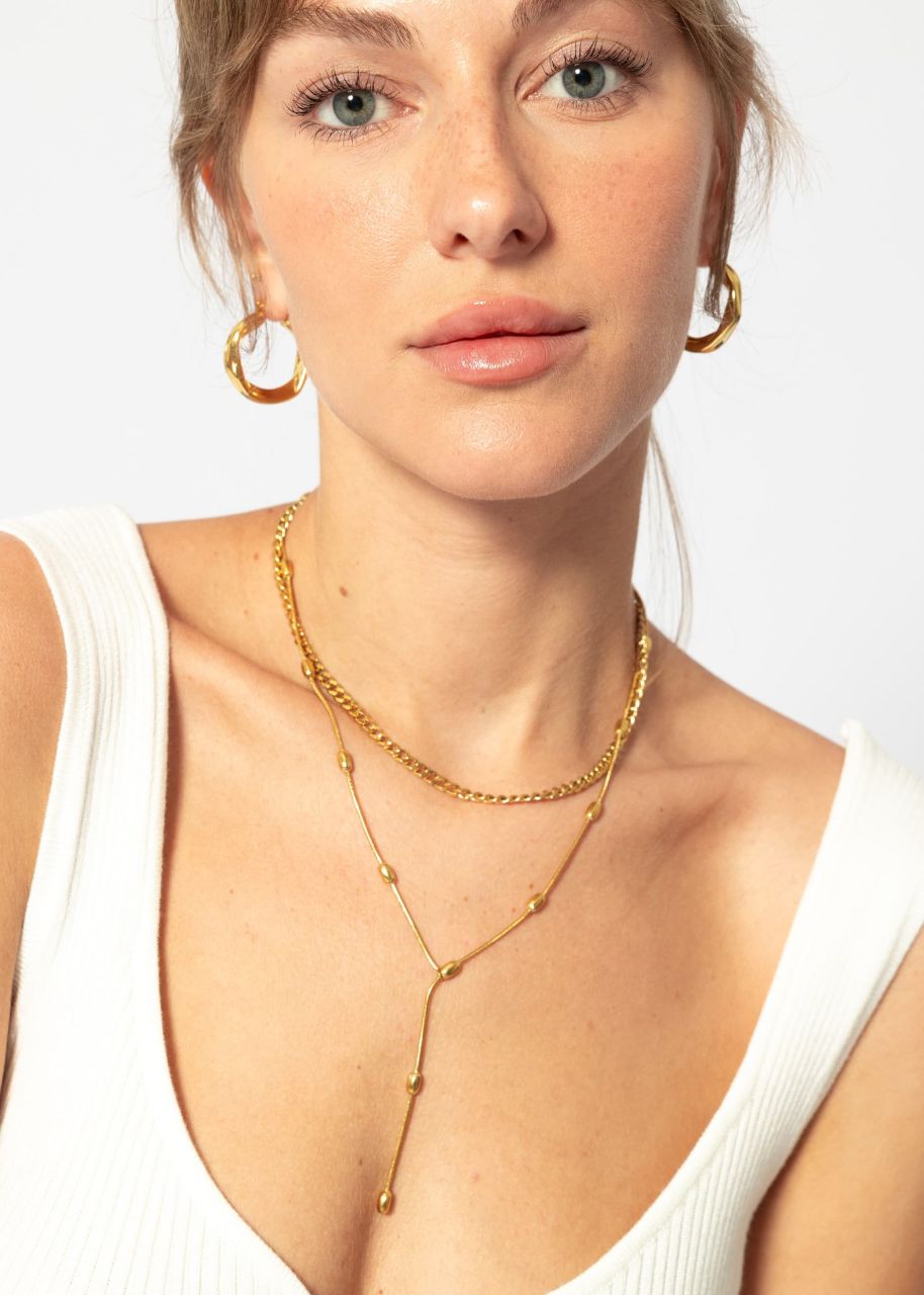 Y-Kette mit Perlendetails - gold