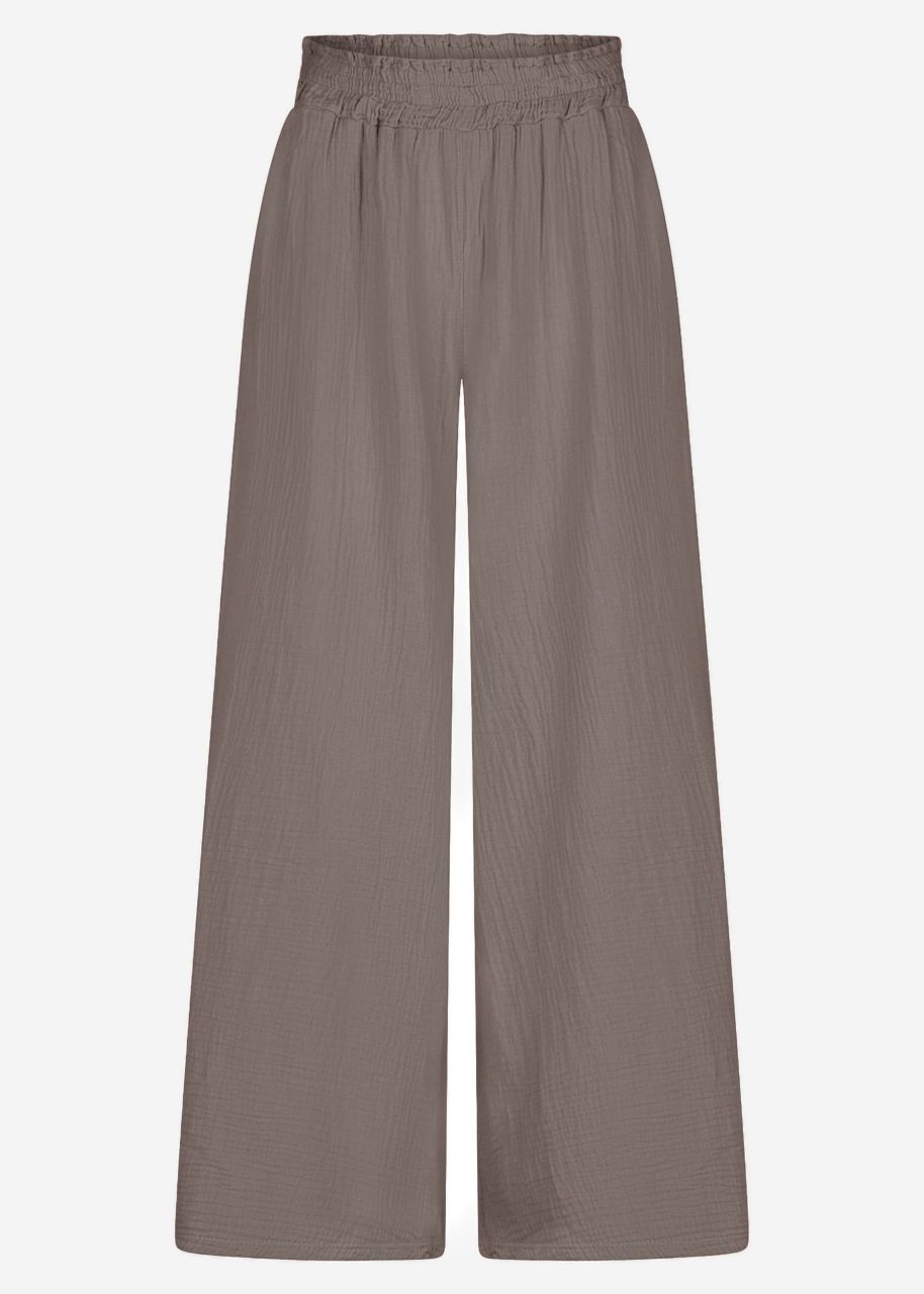 Musselin Pants mit weitem Bein - taupe