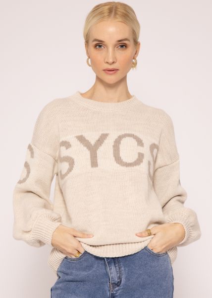 Pullover mit "SYCS" Print, beige