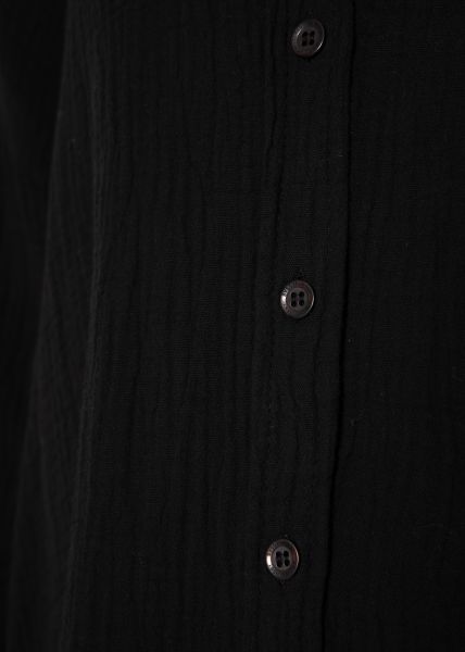 Musselin Bluse mit V-Ausschnitt, schwarz