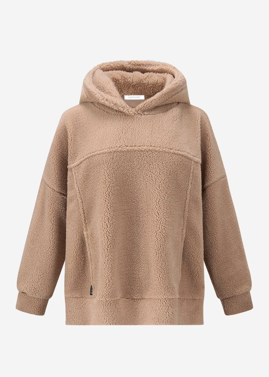 Oversize Teddy Hoodie mit Taschen - beige